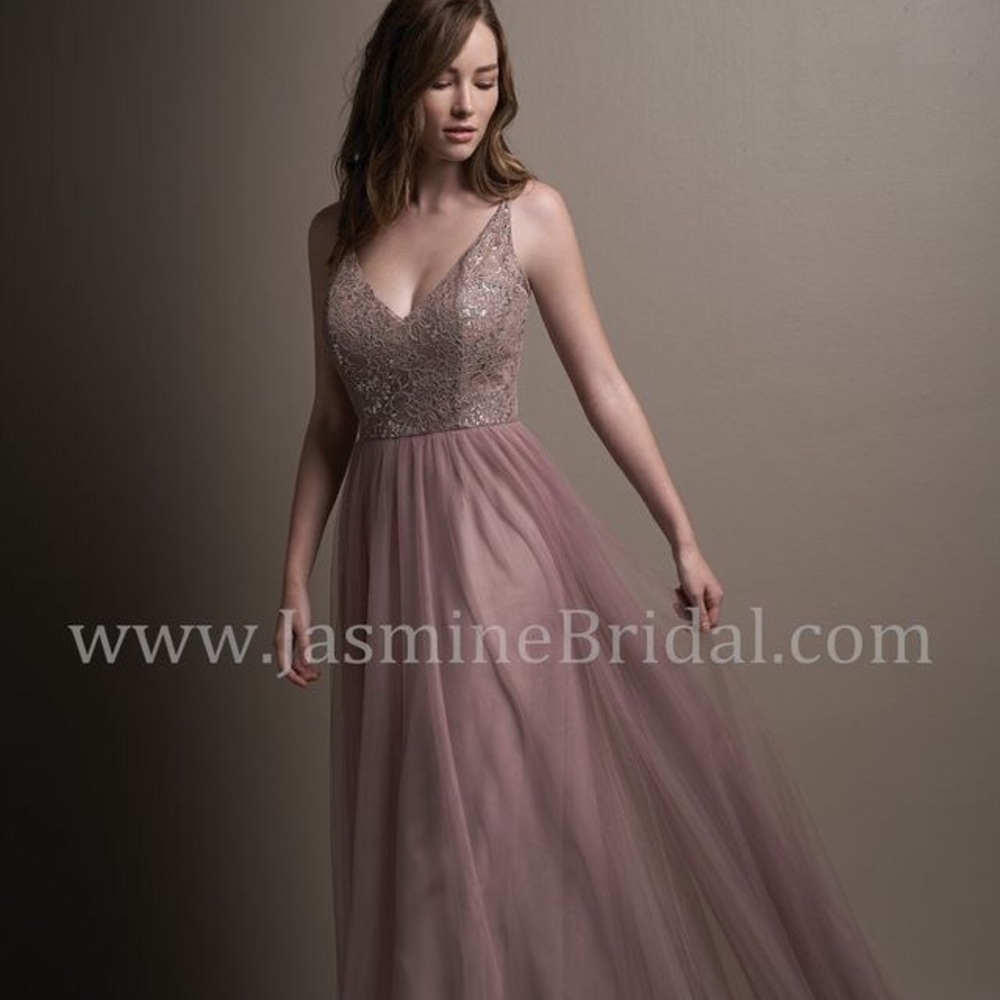 Long Metallic Lace & Soft Tulle Bridesmaids Dress